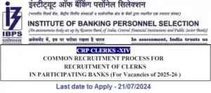 IBPS 14 CRP Clerk Vacancy Recruitment in PSU Banks 2025-26